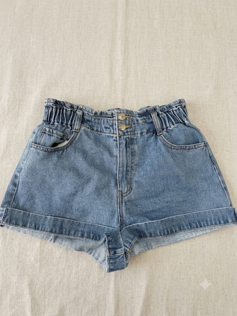Forever 21 High-Waist Paperbag Denim Shorts - Medium